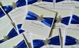 Becky Driscoll - Winter sparkle invitations in royal blue with pebbled paper